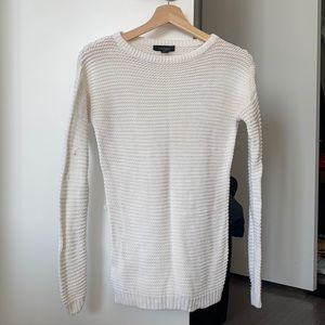 Longer cableknit white sweater